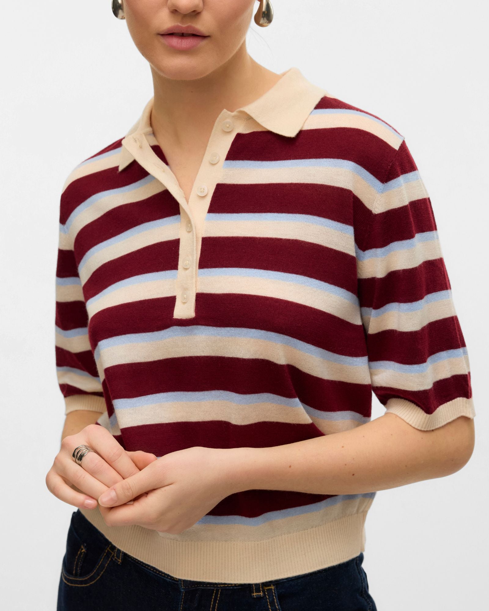 AWSIKITA STRIPE KNITTED POLO